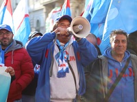 Hundreds of ex-Ilva workers from Taranto protest in Piazza Santi Apostoli in Rome, Italy, on 10 September 2019. The goal is to reach an agre...