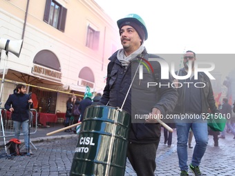 Hundreds of ex-Ilva workers from Taranto protest in Piazza Santi Apostoli in Rome, Italy, on 10 September 2019. The goal is to reach an agre...