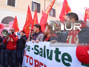 Hundreds of ex-Ilva workers from Taranto protest in Piazza Santi Apostoli in Rome, Italy, on 10 September 2019. The goal is to reach an agre...