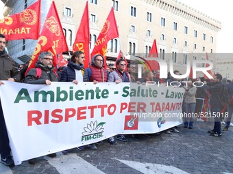 Hundreds of ex-Ilva workers from Taranto protest in Piazza Santi Apostoli in Rome, Italy, on 10 September 2019. The goal is to reach an agre...