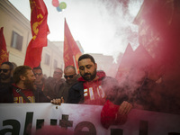 Hundreds of Ilva workers from Taranto protest in Piazza Santi Apostoli in Rome, Italy, on December 10, 2019.Workers from the FIOM metalworke...