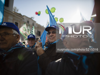 Hundreds of Ilva workers from Taranto protest in Piazza Santi Apostoli in Rome, Italy, on December 10, 2019.Workers from the FIOM metalworke...