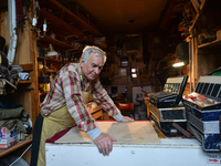 Former theatre actor and long time artist and luthier, Jozef Gmyrek (age 71), seen in his workshop.
His work is not a job but a passion that...