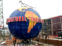 Bangladeshi day labor works at the construction site of Dhaka international Trade Fair in Dhaka, Bangladesh, on December 26, 2019. (