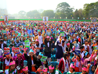 Bangladeshi Students receive free textbooks from government to celebrate on the first day of the New Year in Dhaka on January 1, 2020. The B...