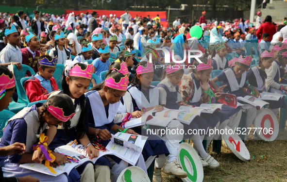 Bangladeshi Students receive free textbooks from government to celebrate on the first day of the New Year in Dhaka on January 1, 2020. The B...