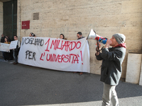 University researchers of the Sapienza University of Rome protest on 9 January 2020 inside the university because the Italian government doe...