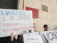 University researchers of the Sapienza University of Rome protest on 9 January 2020 inside the university because the Italian government doe...