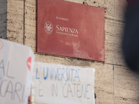 University researchers of the Sapienza University of Rome protest on 9 January 2020 inside the university because the Italian government doe...