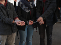 University researchers of the Sapienza University of Rome protest on 9 January 2020 inside the university because the Italian government doe...