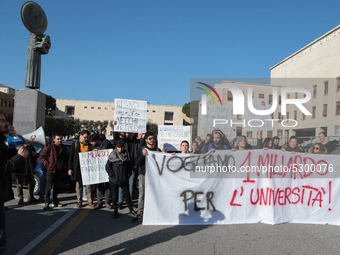 University researchers of the Sapienza University of Rome protest on 9 January 2020 inside the university because the Italian government doe...