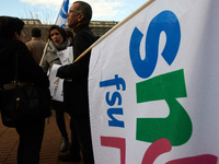 High school teachers gathered in front of the Board of Education of Haute Garonne. They throwed old schoolbooks in the backyard of the Board...