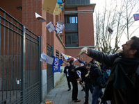 High school teachers gathered in front of the Board of Education of Haute Garonne. They throwed old schoolbooks in the backyard of the Board...