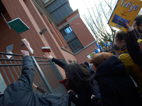 High school teachers gathered in front of the Board of Education of Haute Garonne. They throwed old schoolbooks in the backyard of the Board...