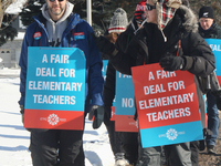 Ontario public elementary school teachers picket while striking on January 20, 2020 in Toronto, Ontario, Canada. All four major teachers uni...