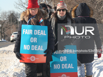 Ontario public elementary school teachers picket while striking on January 20, 2020 in Toronto, Ontario, Canada. All four major teachers uni...