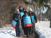 Ontario public elementary school teachers picket while striking on January 20, 2020 in Toronto, Ontario, Canada. All four major teachers uni...