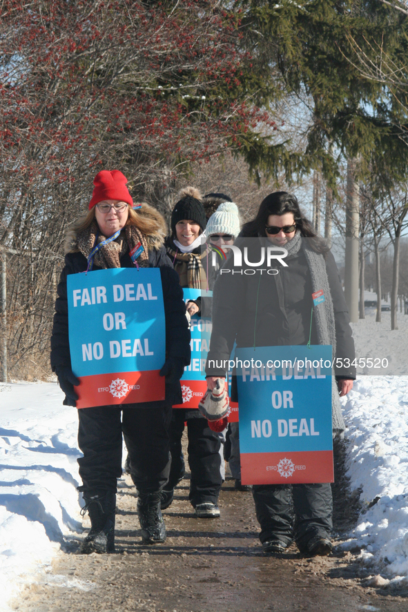 Ontario public elementary school teachers picket while striking on January 20, 2020 in Toronto, Ontario, Canada. All four major teachers uni...