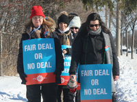 Ontario public elementary school teachers picket while striking on January 20, 2020 in Toronto, Ontario, Canada. All four major teachers uni...