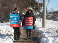 Ontario public elementary school teachers picket while striking on January 20, 2020 in Toronto, Ontario, Canada. All four major teachers uni...