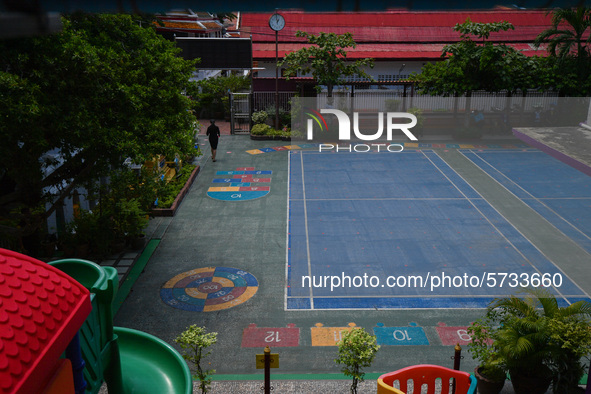 An empty school during the semester off due coronavirus outbreak at Wat Mahannapharam Primary School on May 28, 2020 in Bangkok, Thailand.  