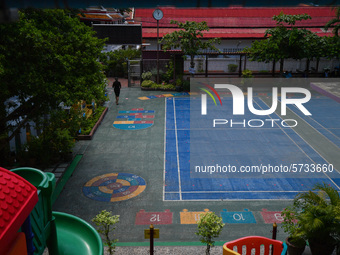 An empty school during the semester off due coronavirus outbreak at Wat Mahannapharam Primary School on May 28, 2020 in Bangkok, Thailand....