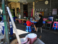 A teacher under the Ministry of Education wearing face shield as a preventive measure in teaches at student home amid the pandemic of the co...