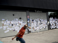 Employees from NISSAN and subcontractors fill a Renault dealership with signs and cut off the access motorway to Barcelona protest in Barcel...