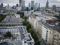 The Stanislaw Noakowski street is seen with the city skyline in the background in Warsaw, Poland on June 6, 2020. Stanislaw Noakowski was a...