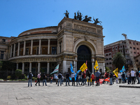 Members of the CGIL, CISL, UIL and GILDA unions, from the school sector, protested against the government of Giuseppe Conte in front of the...