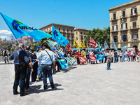 Members of the CGIL, CISL, UIL and GILDA unions, from the school sector, protested against the government of Giuseppe Conte in front of the...