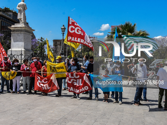 Members of the CGIL, CISL, UIL and GILDA unions, from the school sector, protested against the government of Giuseppe Conte in front of the...