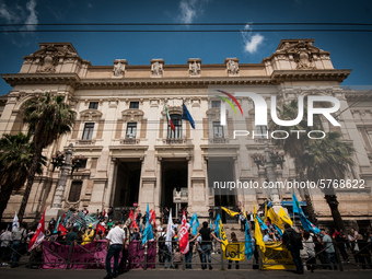 Members of major teachers' trade unions stage a demonstration in front of the Ministry of Education on June 8, 2020 in Rome, Italy as the co...