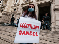 Members of major teachers' trade unions stage a demonstration in front of the Ministry of Education on June 8, 2020 in Rome, Italy as the co...