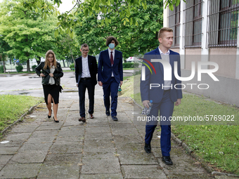 A group of young adults attend the final graduation exams, called maturity exams in the First General Education High School (I Liceum Ogolno...