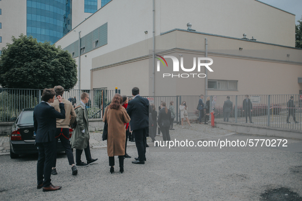 Students of the 12th high school are waiting for entry for the matura exam during pandemic on June 9, 2020 in Wroclaw, Poland. 