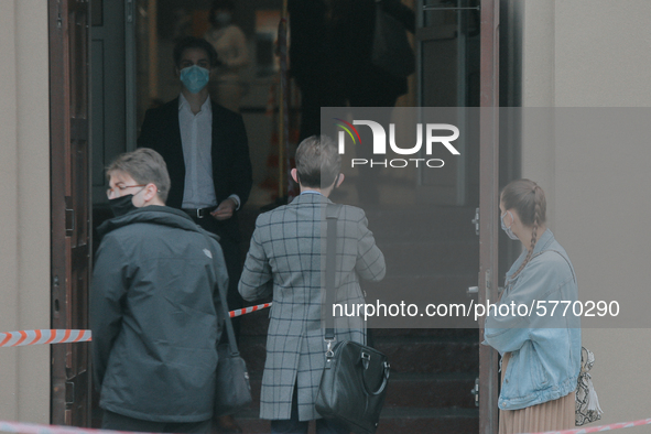 Students of the 12th high school are waiting for entry for the matura exam during pandemic on June 9, 2020 in Wroclaw, Poland. 