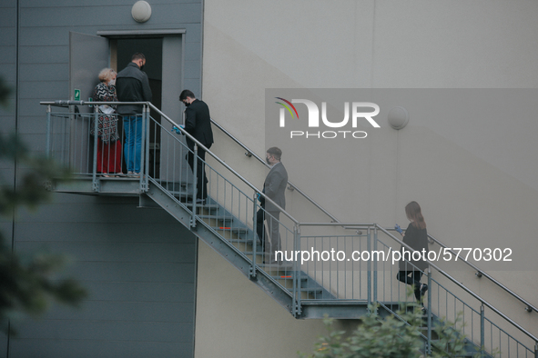 Students of the 12th high school are waiting for entry for the matura exam during pandemic on June 9, 2020 in Wroclaw, Poland. 