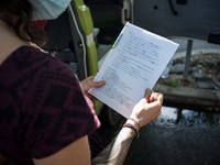 A different class. Giulia Zaffagnini, middle school teacher, during the lesson under the house of K. a foreign student with learning difficu...