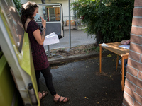 A different class. Giulia Zaffagnini, middle school teacher, during the lesson under the house of K. a foreign student with learning difficu...