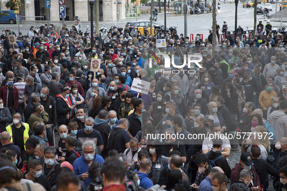 Workers and relatives of NISSAN and the multinational's subsidiary companies are protesting in the streets of Barcelona against the closure...