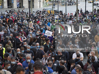 Workers and relatives of NISSAN and the multinational's subsidiary companies are protesting in the streets of Barcelona against the closure...