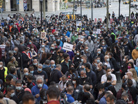 Workers and relatives of NISSAN and the multinational's subsidiary companies are protesting in the streets of Barcelona against the closure...