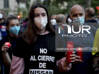 Workers and relatives of NISSAN and the multinational's subsidiary companies are protesting in the streets of Barcelona against the closure...