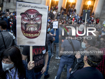 Workers and relatives of NISSAN and the multinational's subsidiary companies are protesting in the streets of Barcelona against the closure...