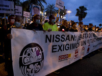 Workers and relatives of NISSAN and the multinational's subsidiary companies are protesting in the streets of Barcelona against the closure...