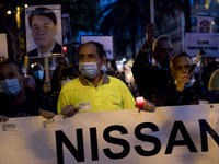 Workers and relatives of NISSAN and the multinational's subsidiary companies are protesting in the streets of Barcelona against the closure...