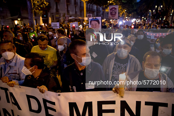 Workers and relatives of NISSAN and the multinational's subsidiary companies are protesting in the streets of Barcelona against the closure...