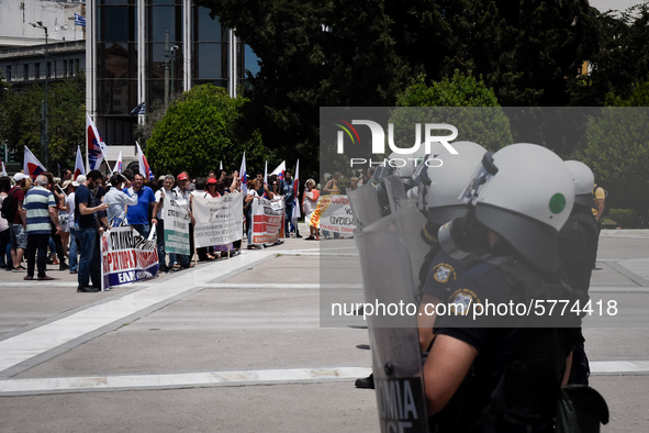 Protest front of the Greek Parliament by teachers and students against the new education multi-bill which was voted today in Athens, Greece...