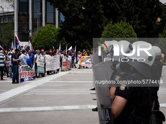 Protest front of the Greek Parliament by teachers and students against the new education multi-bill which was voted today in Athens, Greece...